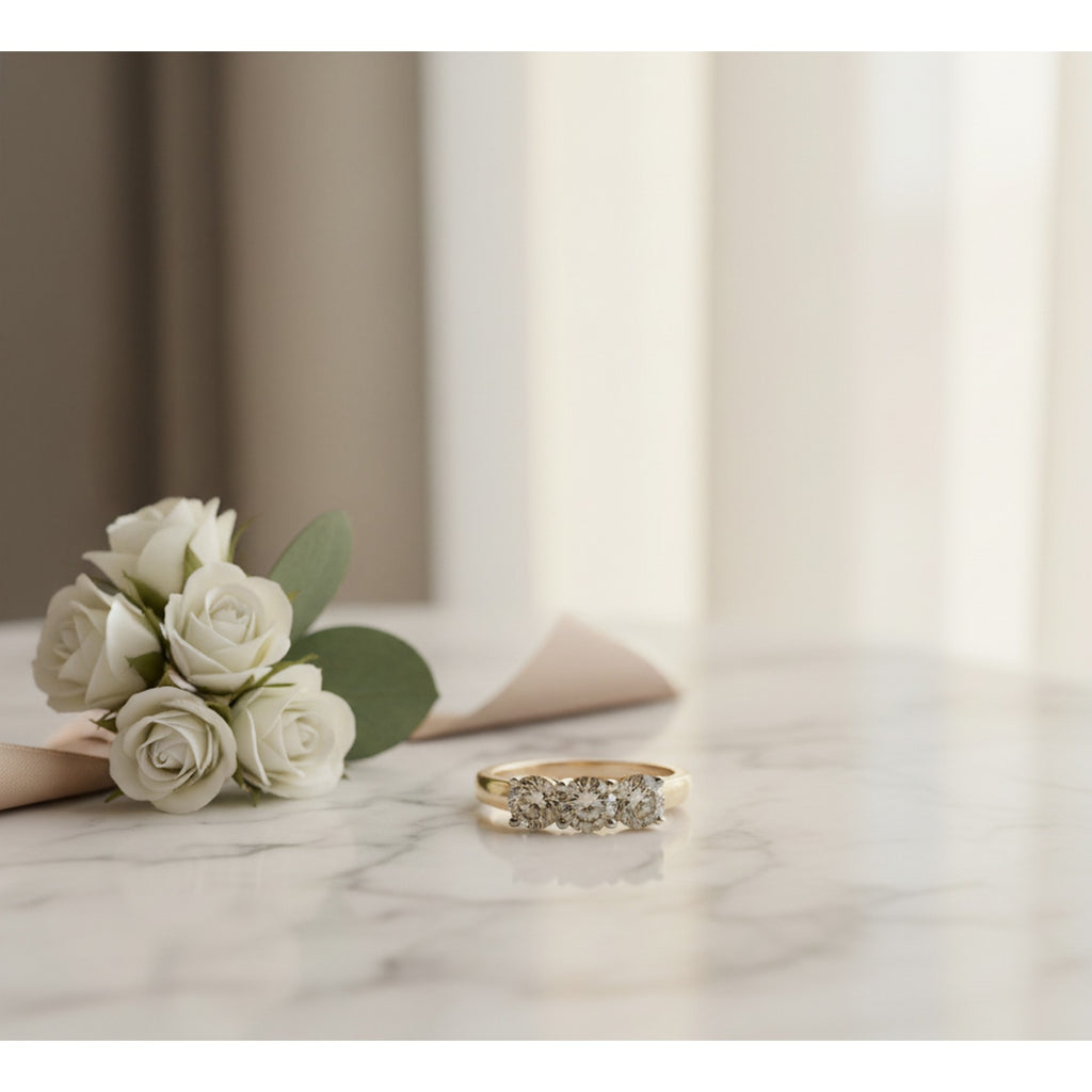 9ct Yellow Gold & 1.00ct Diamond Trilogy Ring PN-R8561AWIT