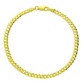 Sterling Silver Gold Plated Flat Curb Bracelet 10240
