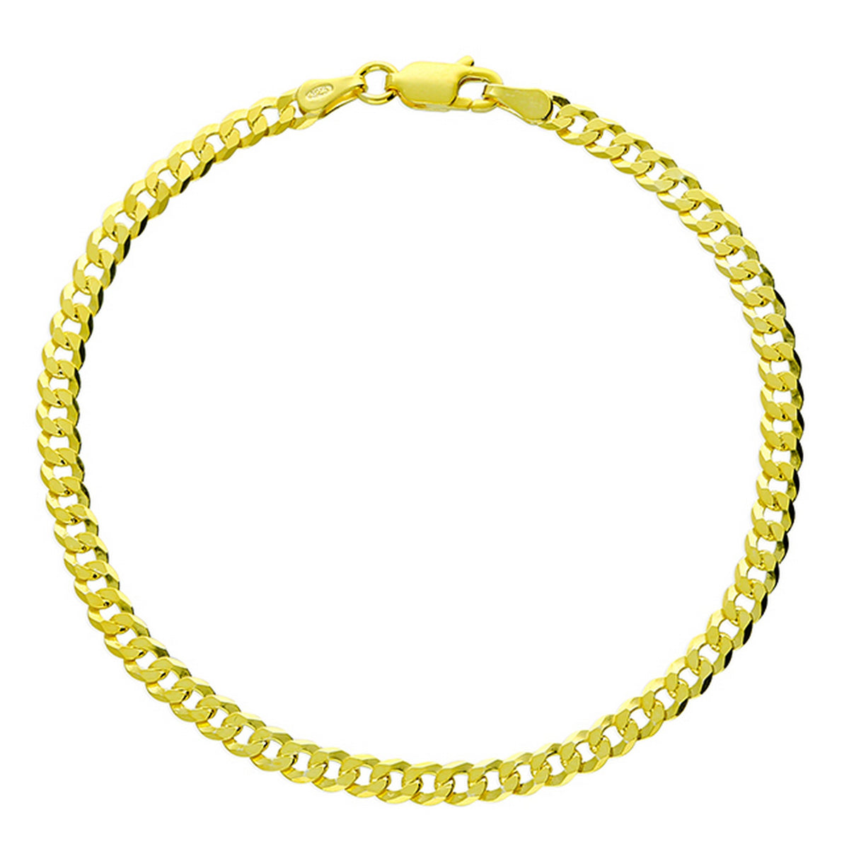 Sterling Silver Gold Plated Flat Curb Bracelet 10240