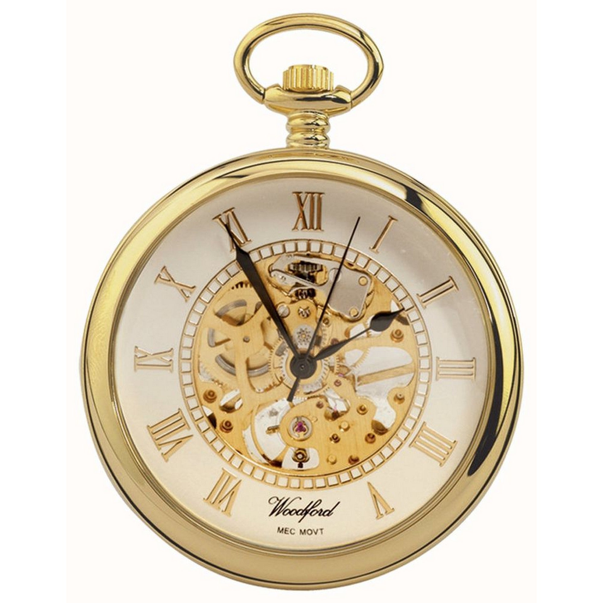 Woodford Open Face Gold Plated Skeleton Pocket Watch 1030