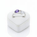Sterling Silver Rhodium Plated Amethyst & White Cubic Zirconia Wrap-Around Ring 10427