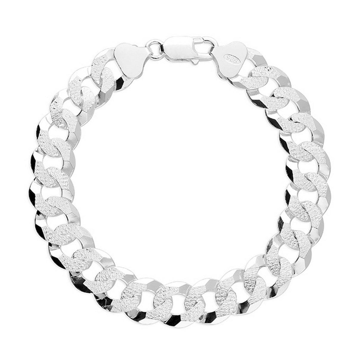 Silver Gents Flat Bevelled 2-Way Wide Curb Bracelet 10471