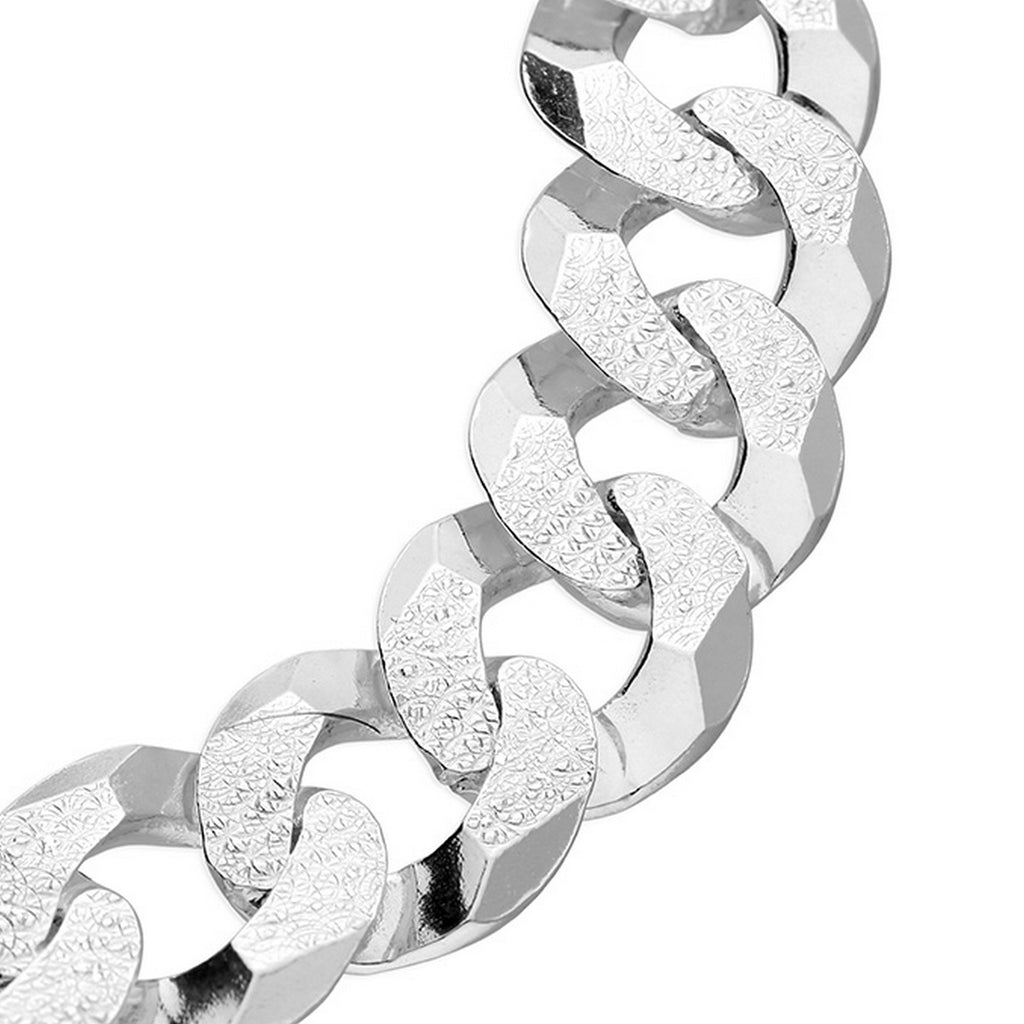 Silver Gents Flat Bevelled 2-Way Wide Curb Bracelet 10471