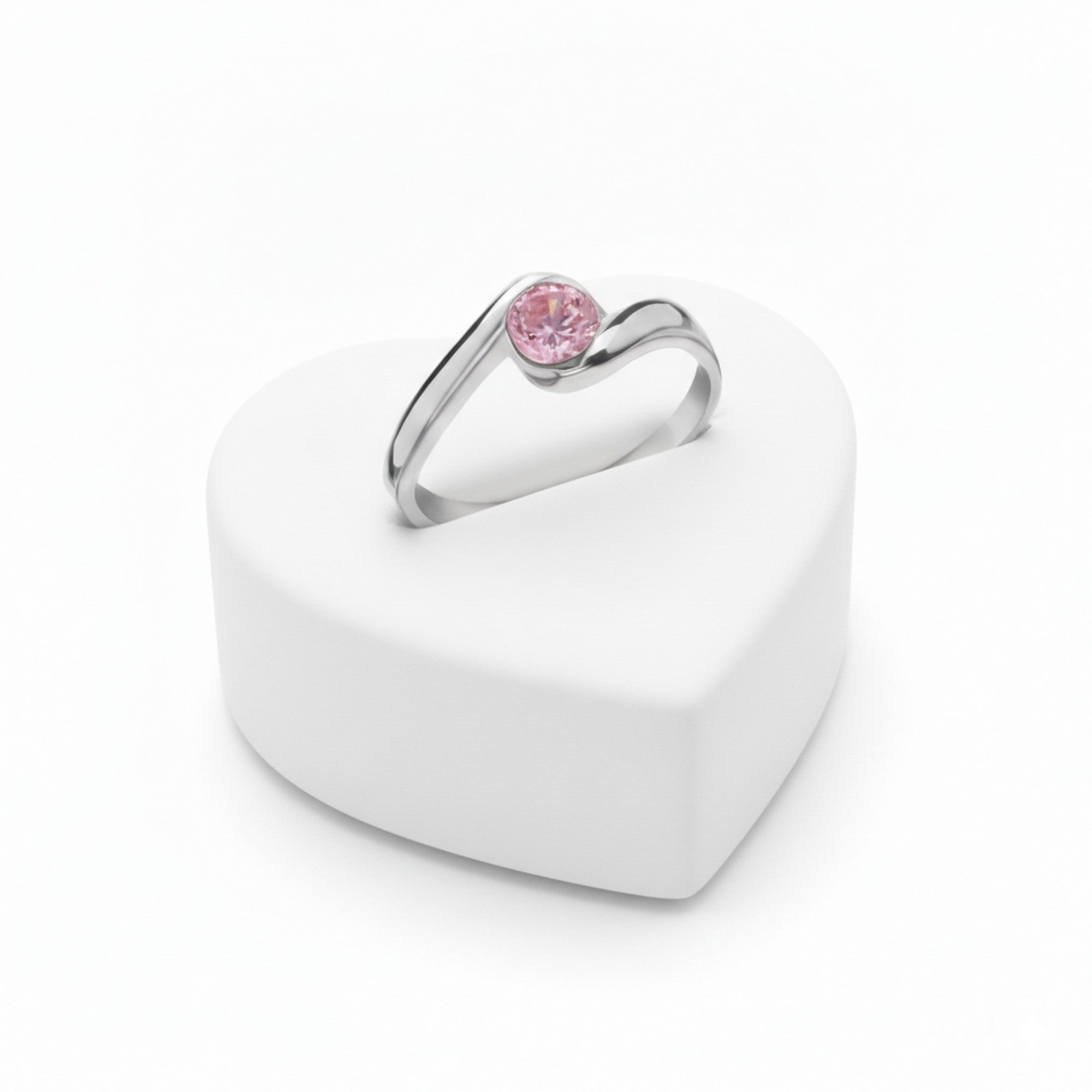 Sterling Silver Pink Cubic Zirconia Bypass Shoulder Ring 10838