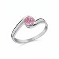 Sterling Silver Pink Cubic Zirconia Bypass Shoulder Ring 10838