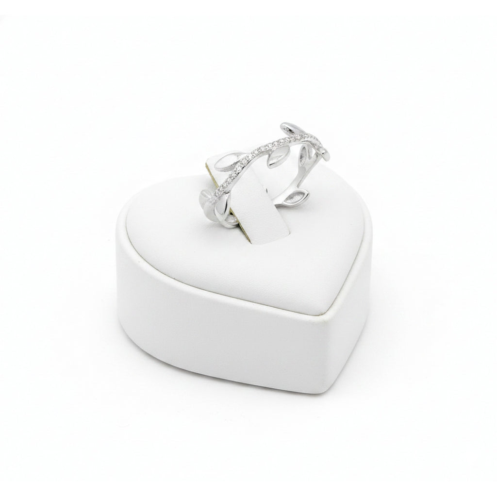 Sterling Silver Cubic Zirconia Cubic Zirconia Leaf Style Ring 10955