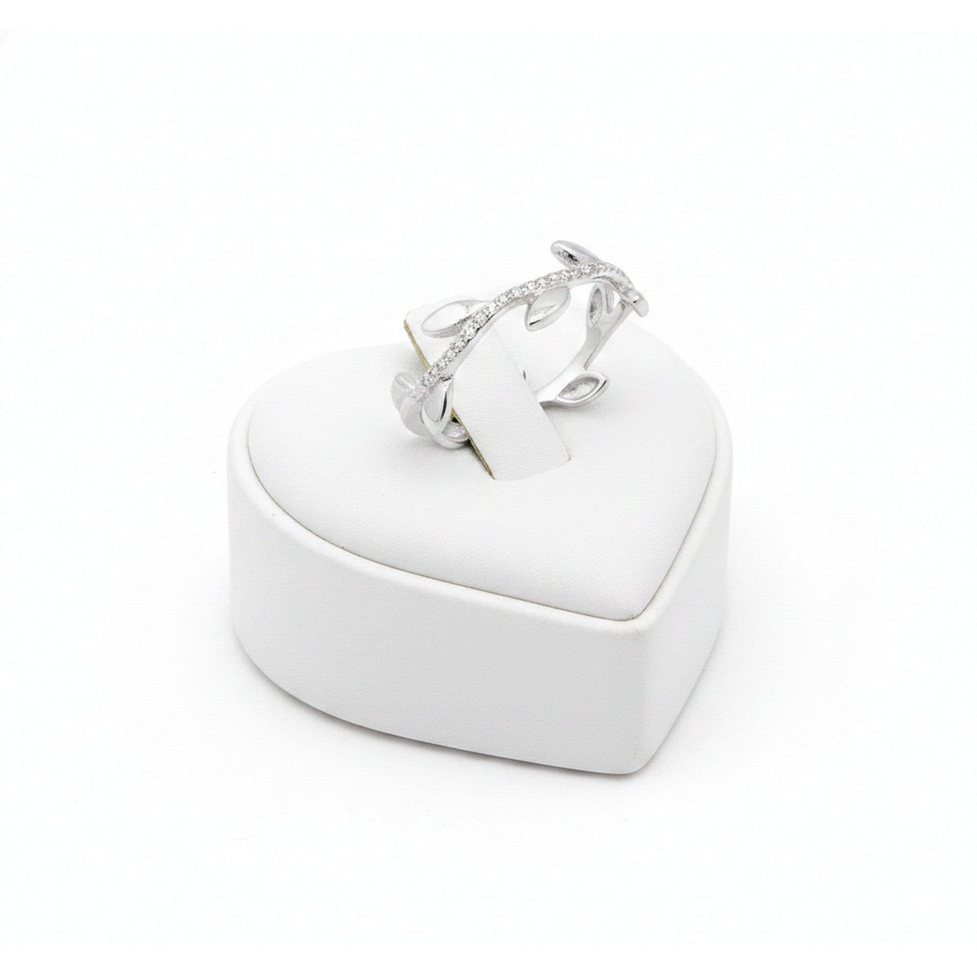 Sterling Silver Cubic Zirconia Cubic Zirconia Leaf Style Ring 10955
