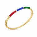 Sterling Silver Yellow Gold Plated Red, Blue & Green Enamel Bangle 11625