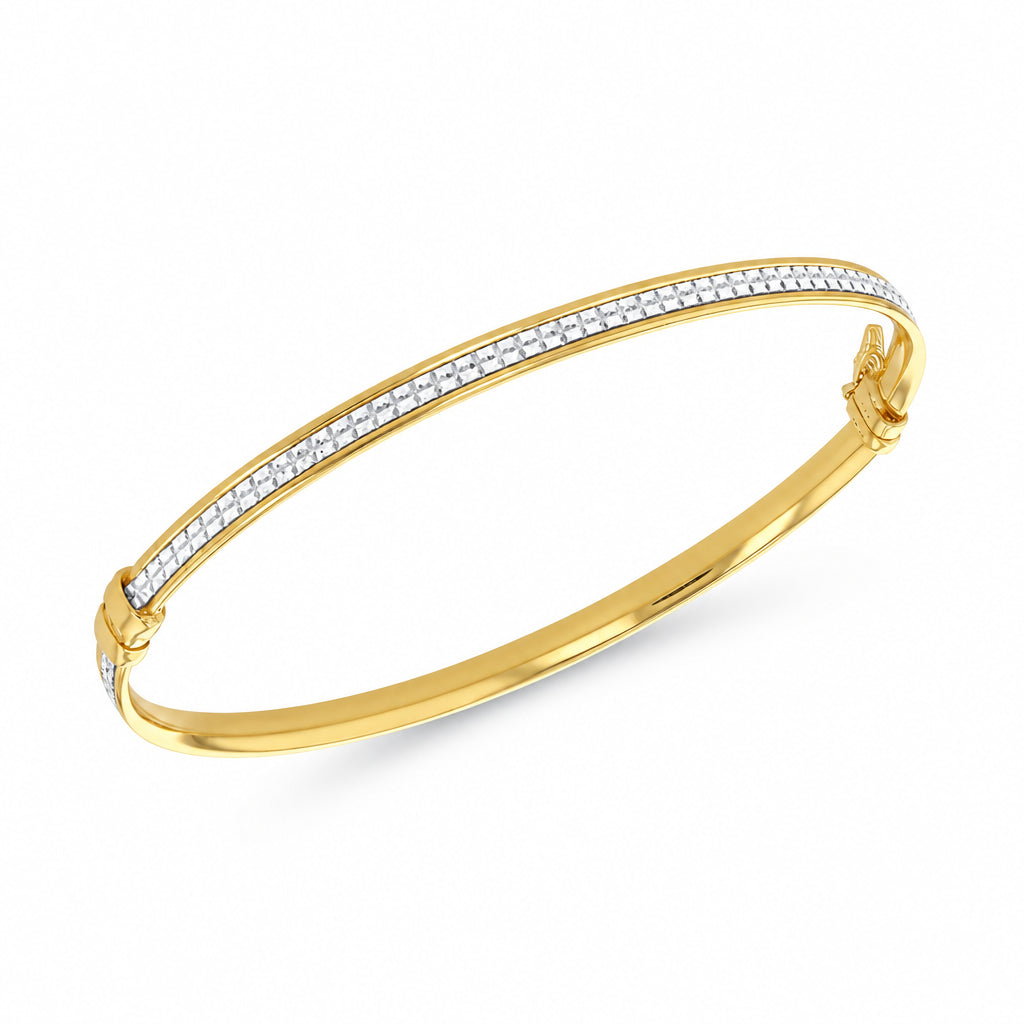 Silver Yellow Gold Plated Glitter Bangle 11627