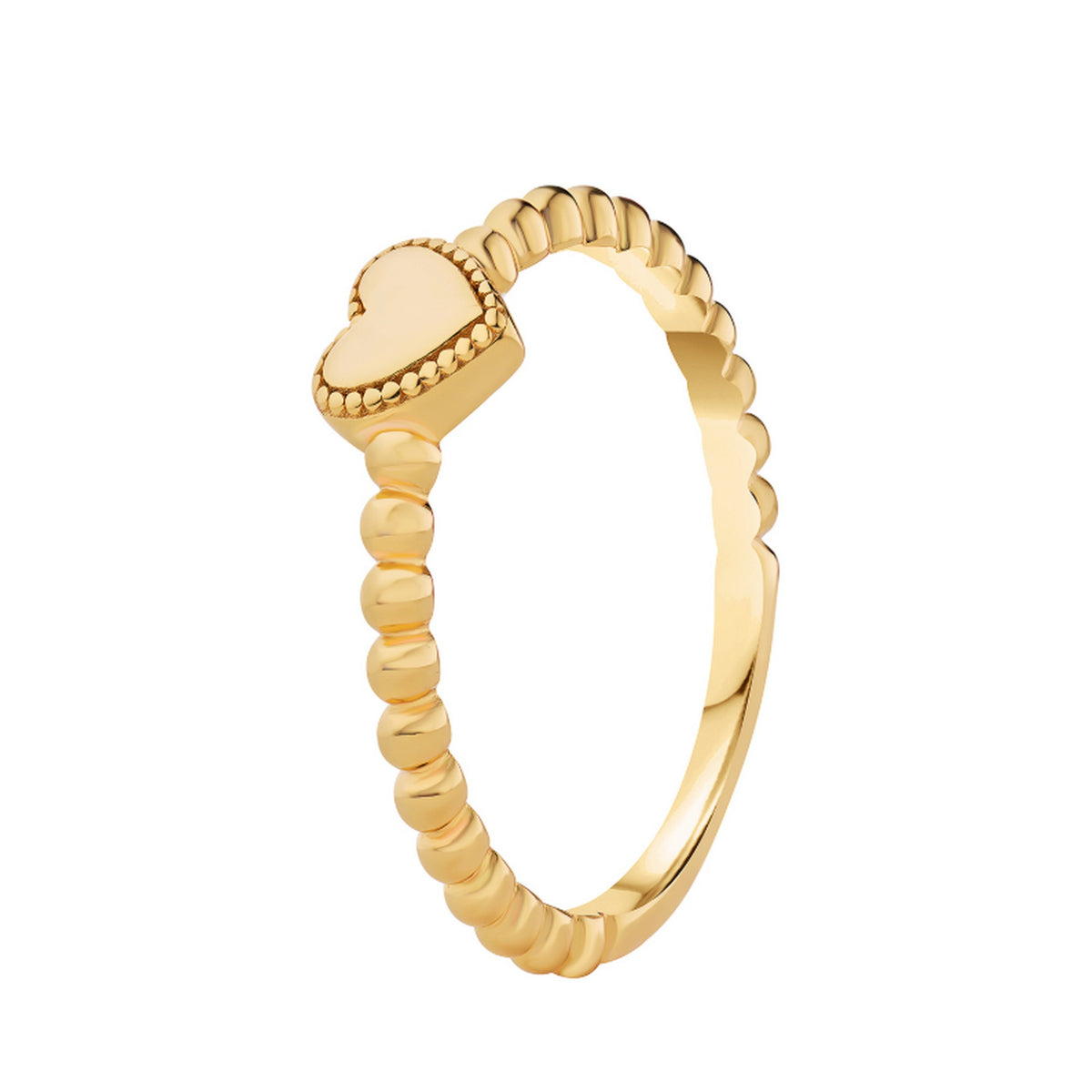 Sterling Silver Gold Plate Beaded Heart Ring Size N 11673