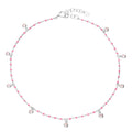 Sterling Silver Pink Bead Anklet 12241
