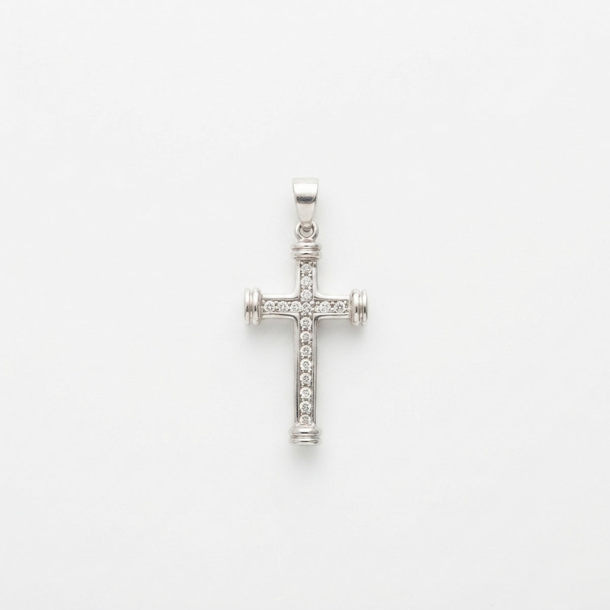 9ct White Gold Diamond Cross Pendant 12657