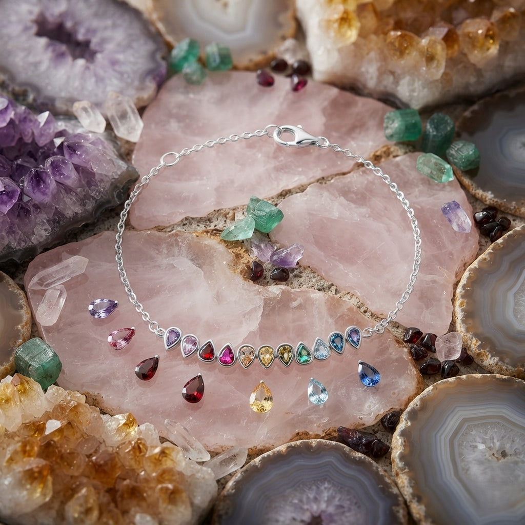 Silver Multi Coloured CZ Bracelet 13042