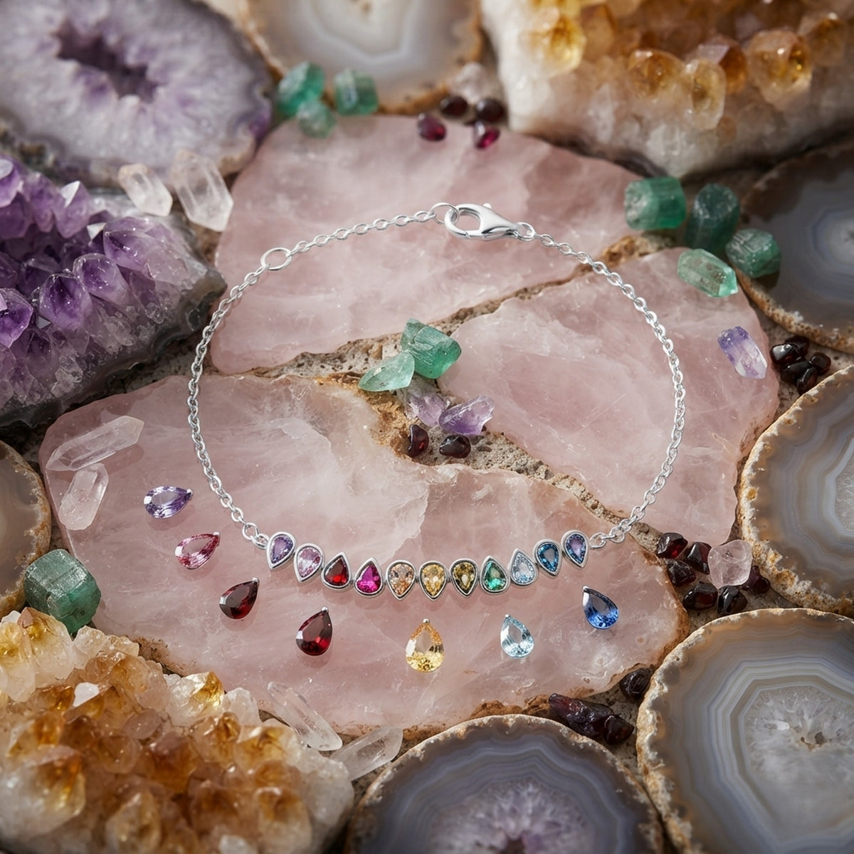 Silver Multi Coloured CZ Bracelet 13042