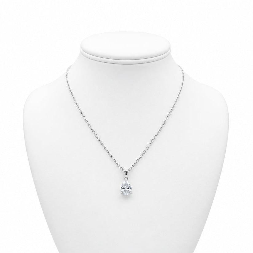 Sterling Silver 0.33ct Swarovski Pear Cut Pendant and Chain 13101