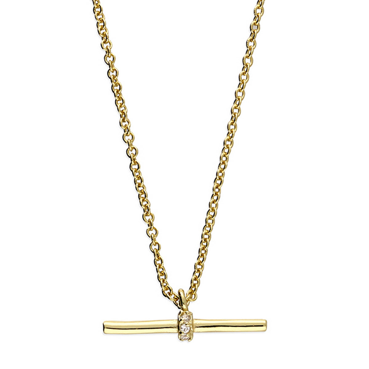 Sterling Silver Gold Plated T-Bar Necklace 1992