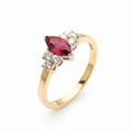 9ct Yellow Gold 0.25ct Diamond & Ruby Marquise-Cut Ring 1DRR791