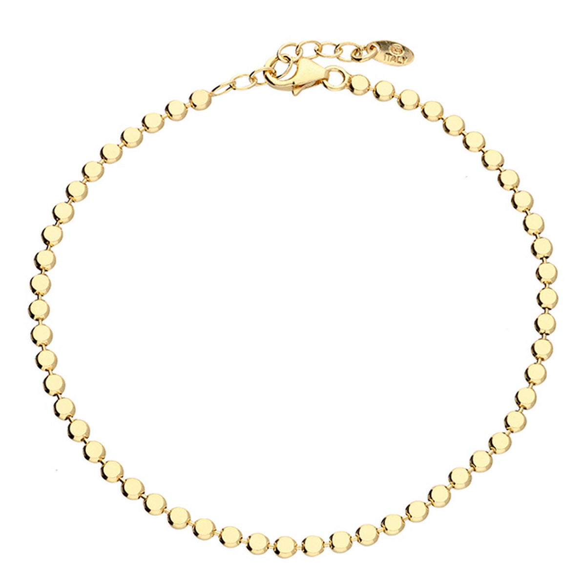 Sterling Silver Gold Plated Flat Disk Bracelet 2028