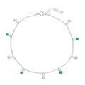 Sterling Silver Pearl and Turquoise Anklet 2239