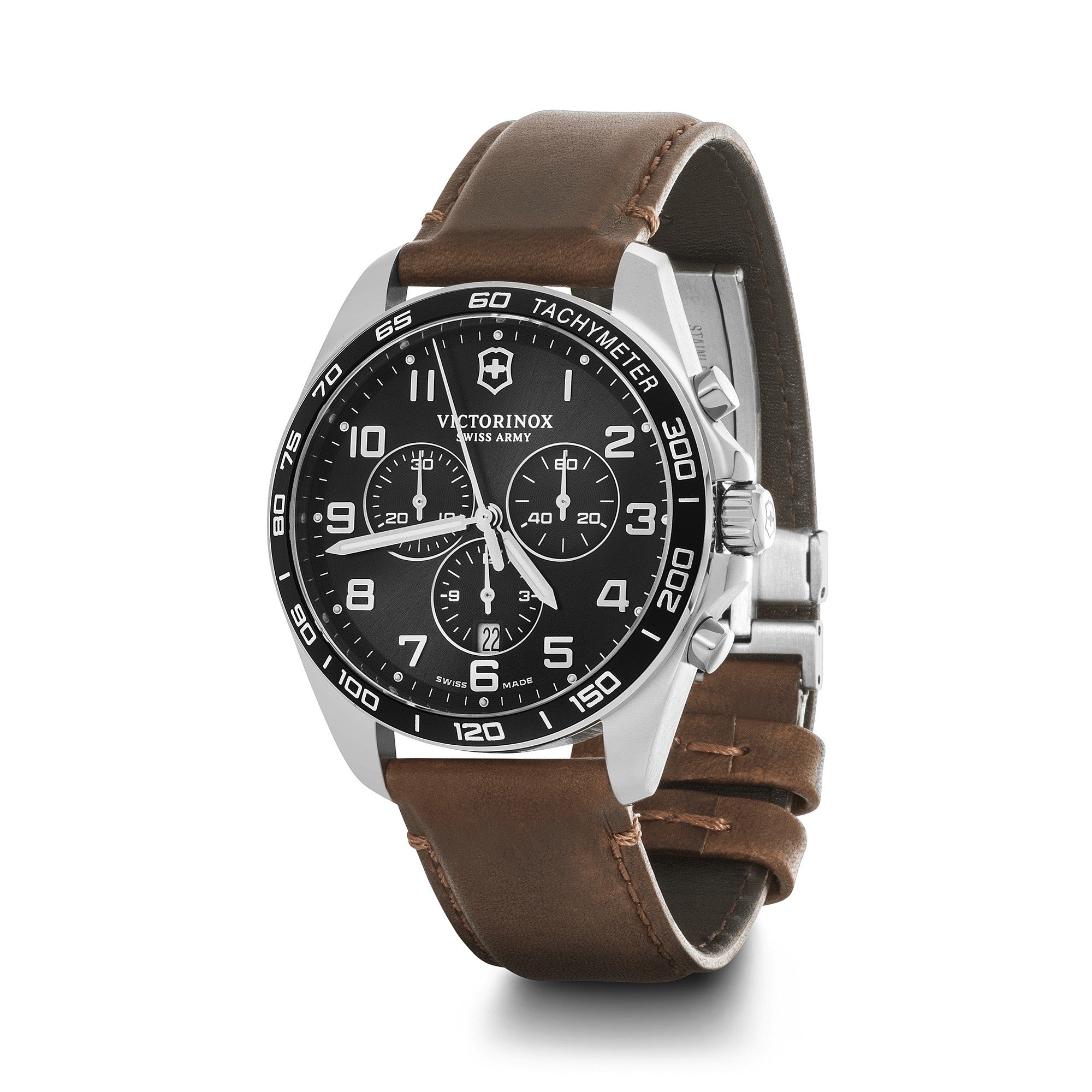 Victorinox FieldForce Classic Chronograph Brown Leather Strap Watch 241928