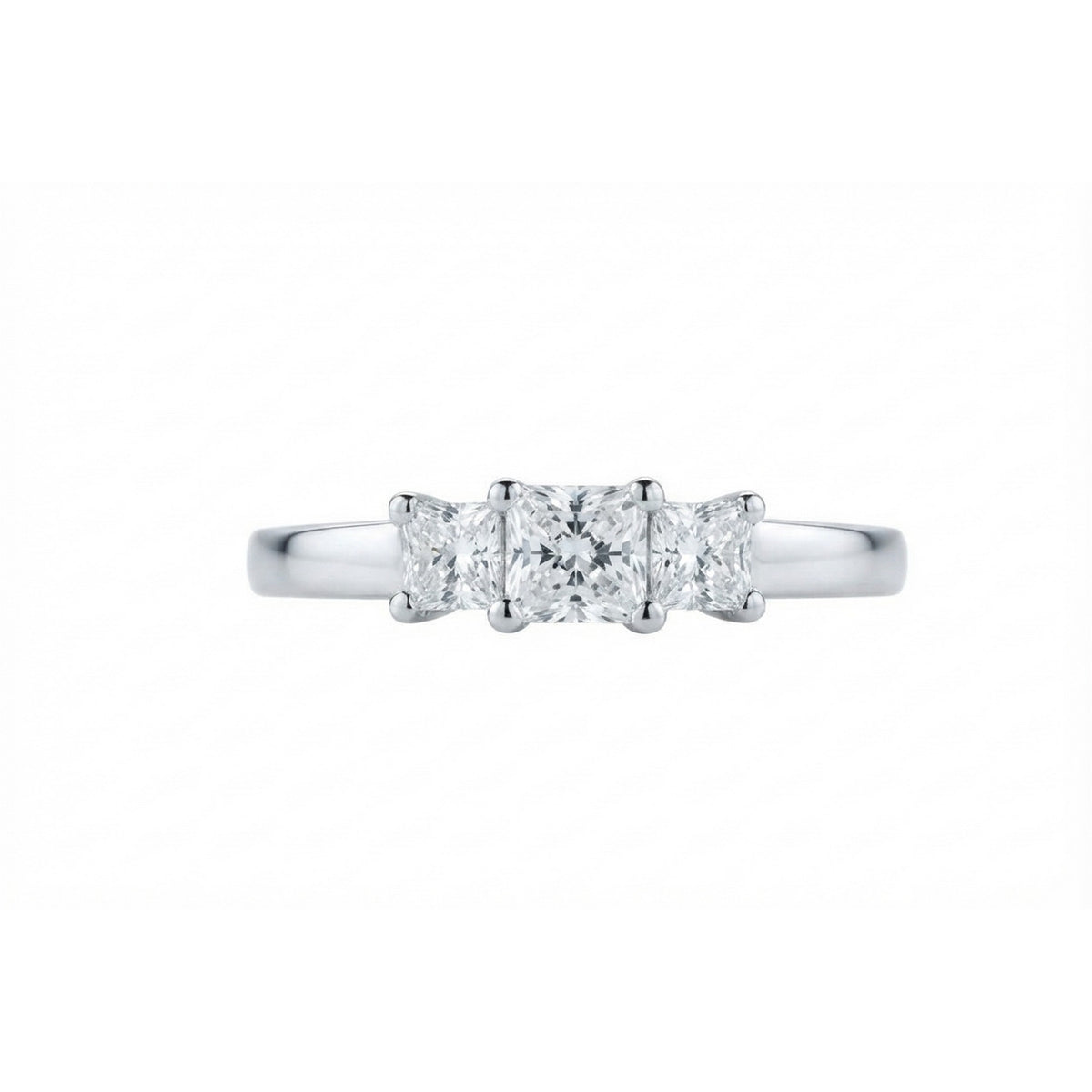 9ct White Gold Trilogy Emerald Cut CZ Ring 3580