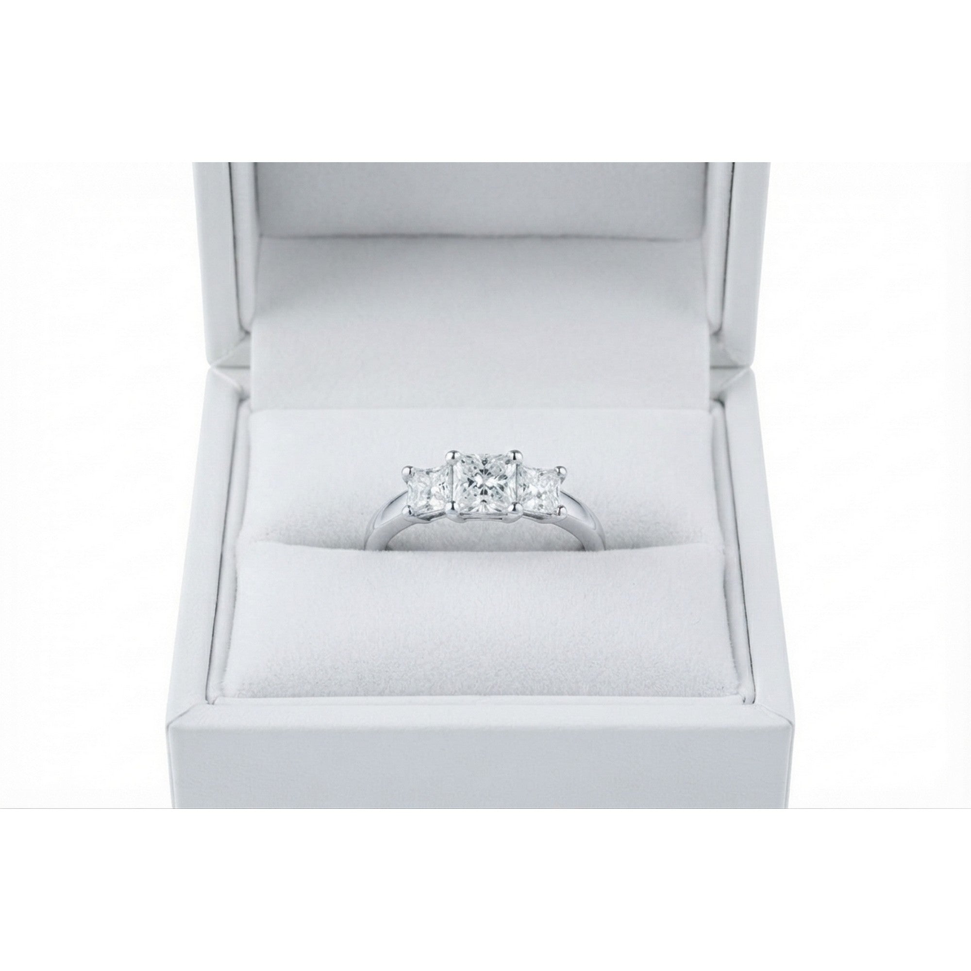 9ct White Gold Trilogy Emerald Cut CZ Ring 3580