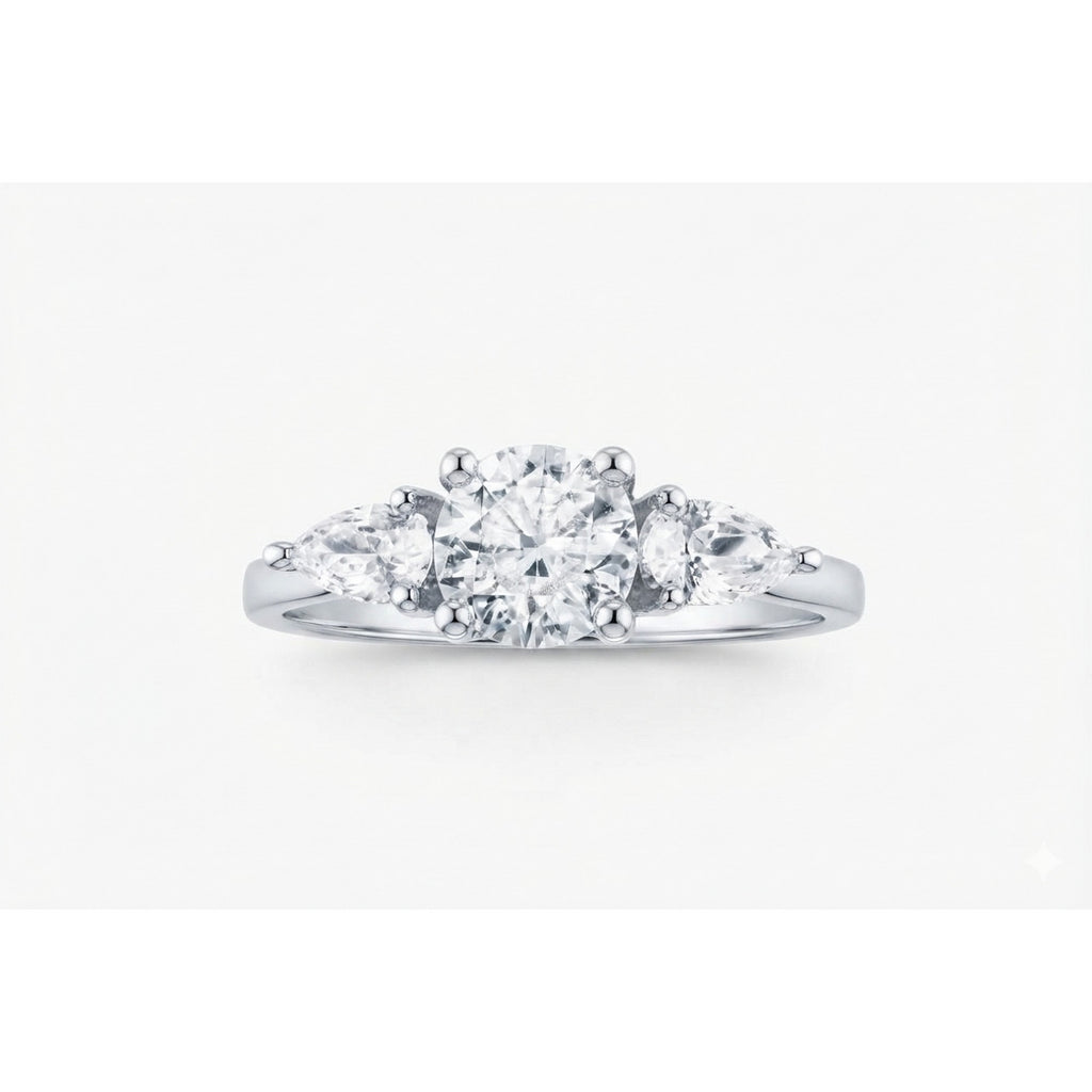 9ct White Gold Trilogy CZ Ring 4958