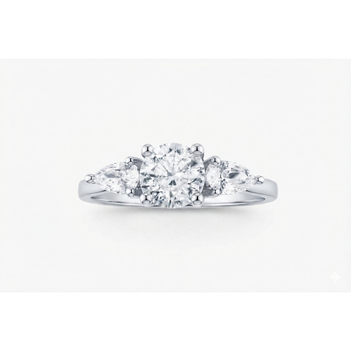 9ct White Gold Trilogy CZ Ring 4958