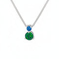 Sterling Silver 16-18" Rhodium Plated Blue & Green CZ Adjustable Necklace 5012