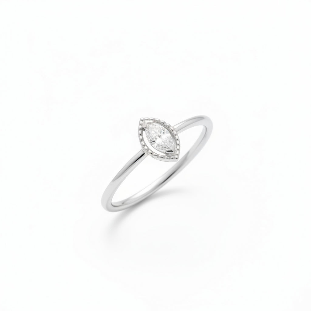 9ct White Gold & 0.12ct Marquise Diamond Solitaire Ring R4981012-W9