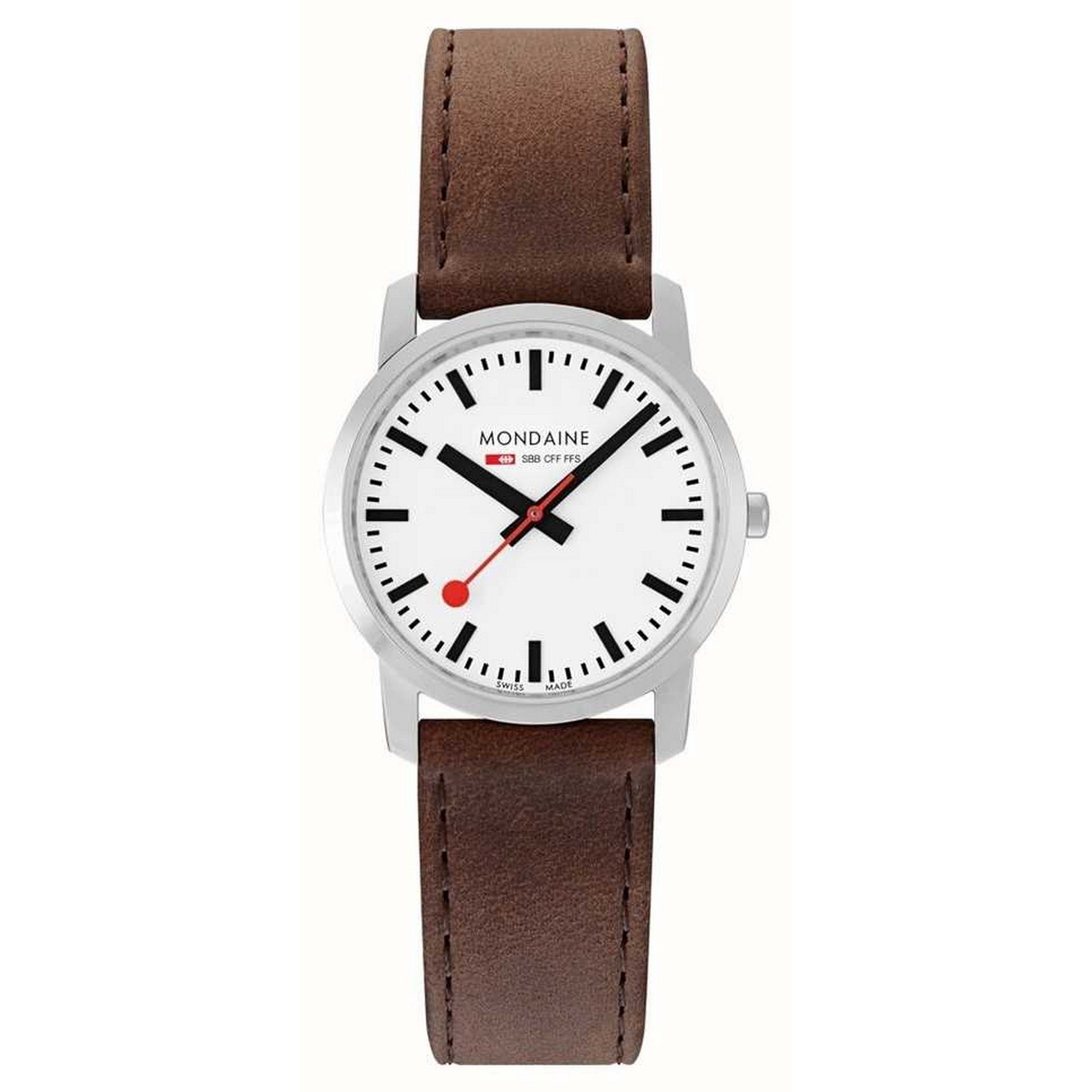 Mondaine 36mm Brown Leather Strap Watch A400.30351.12SBG