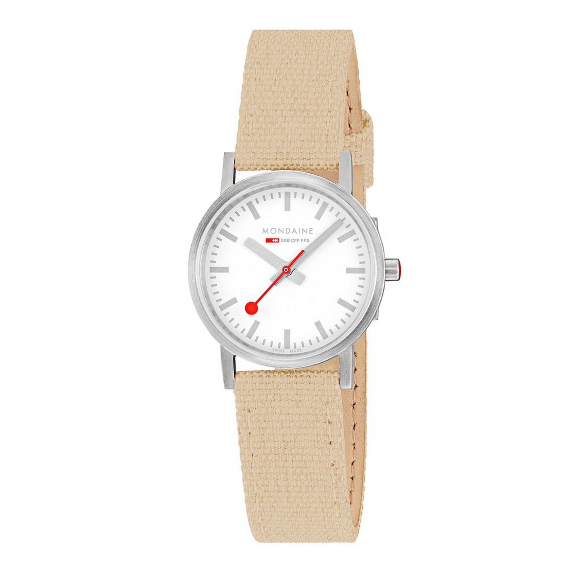 Mondaine Ladies Classic 30mm, Beige Canvas Strap Watch A658.30323.17SBK