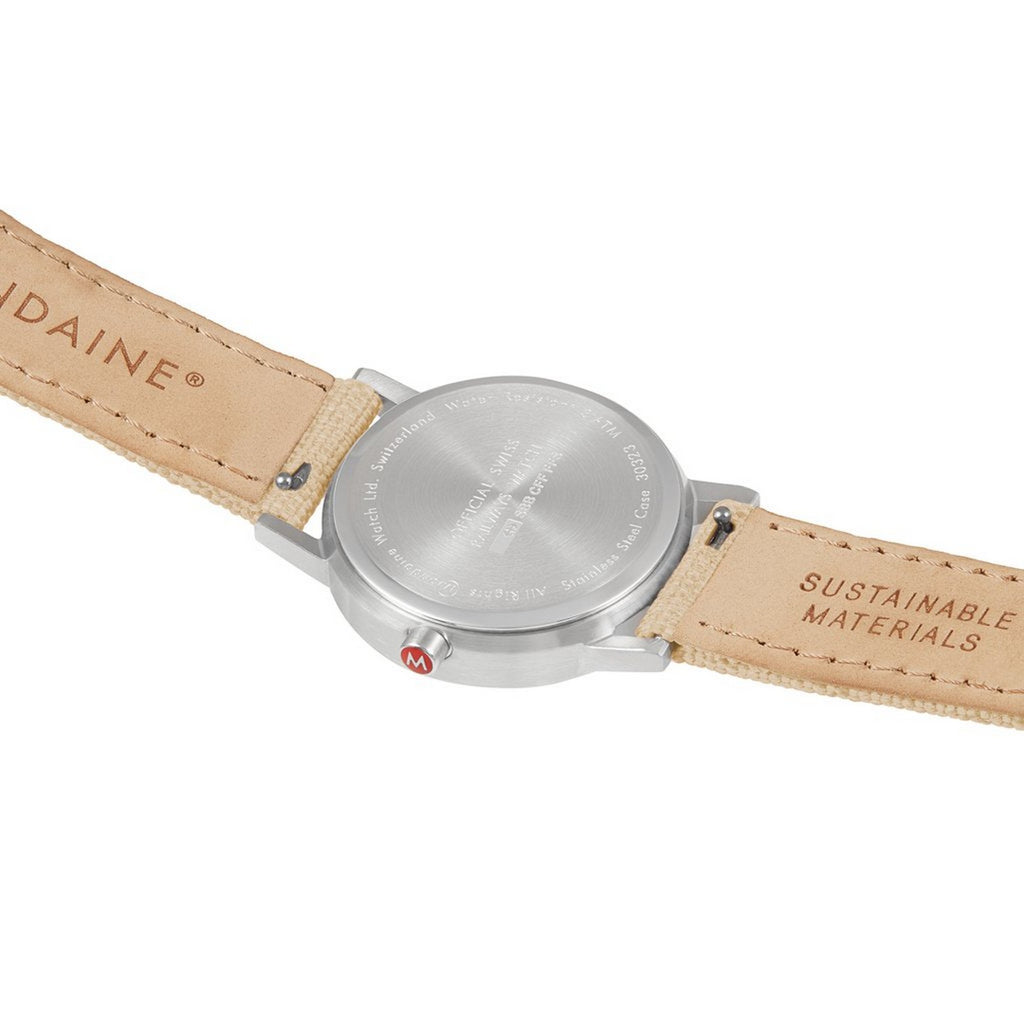 Mondaine Ladies Classic 30mm, Beige Canvas Strap Watch A658.30323.17SBK