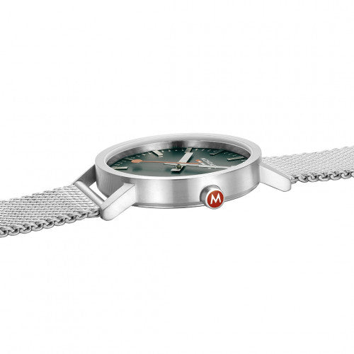Mondaine Classic 40mm Green Dial, Stainless Steel Forest Green Watch A660.30360.60SBJ