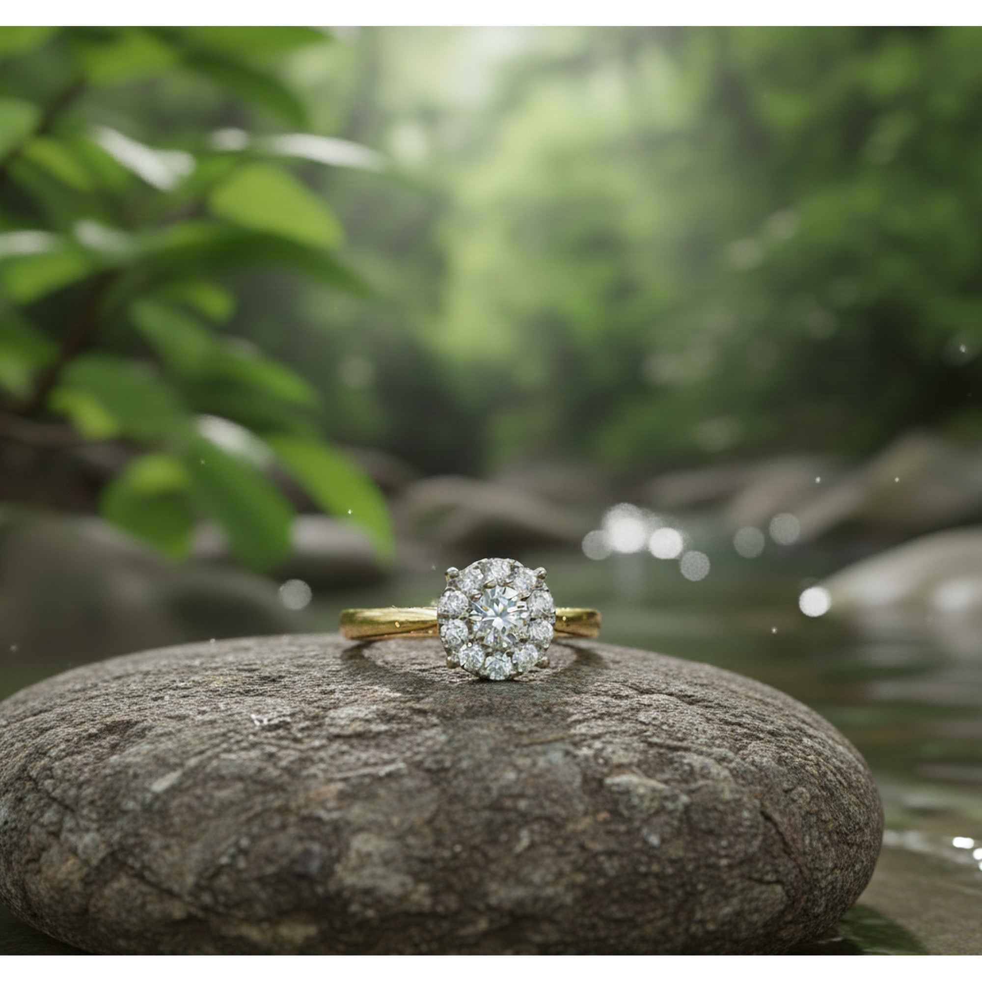 9ct Yellow Gold 0.50ct Round Diamond Cluster Ring AM-R4136050-Y9WIT