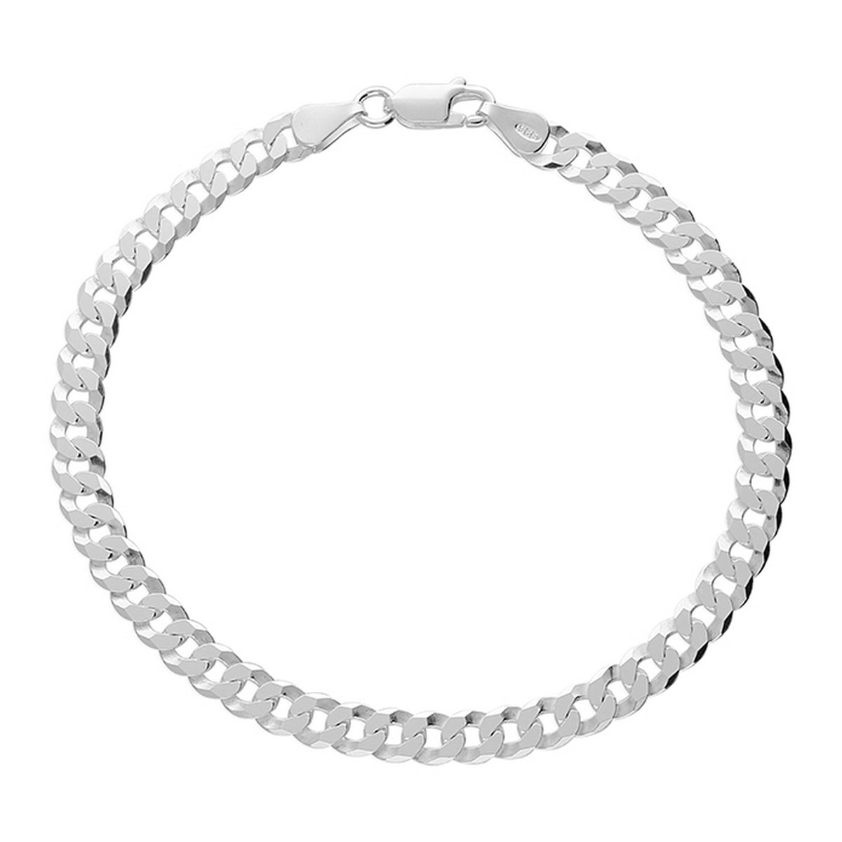 Silver Flat Curb 21cm Bracelet 11289