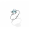 9ct White Gold Blue Topaz and 0.18pts Diamond Flower Cluster Ring DBTR855WWIT
