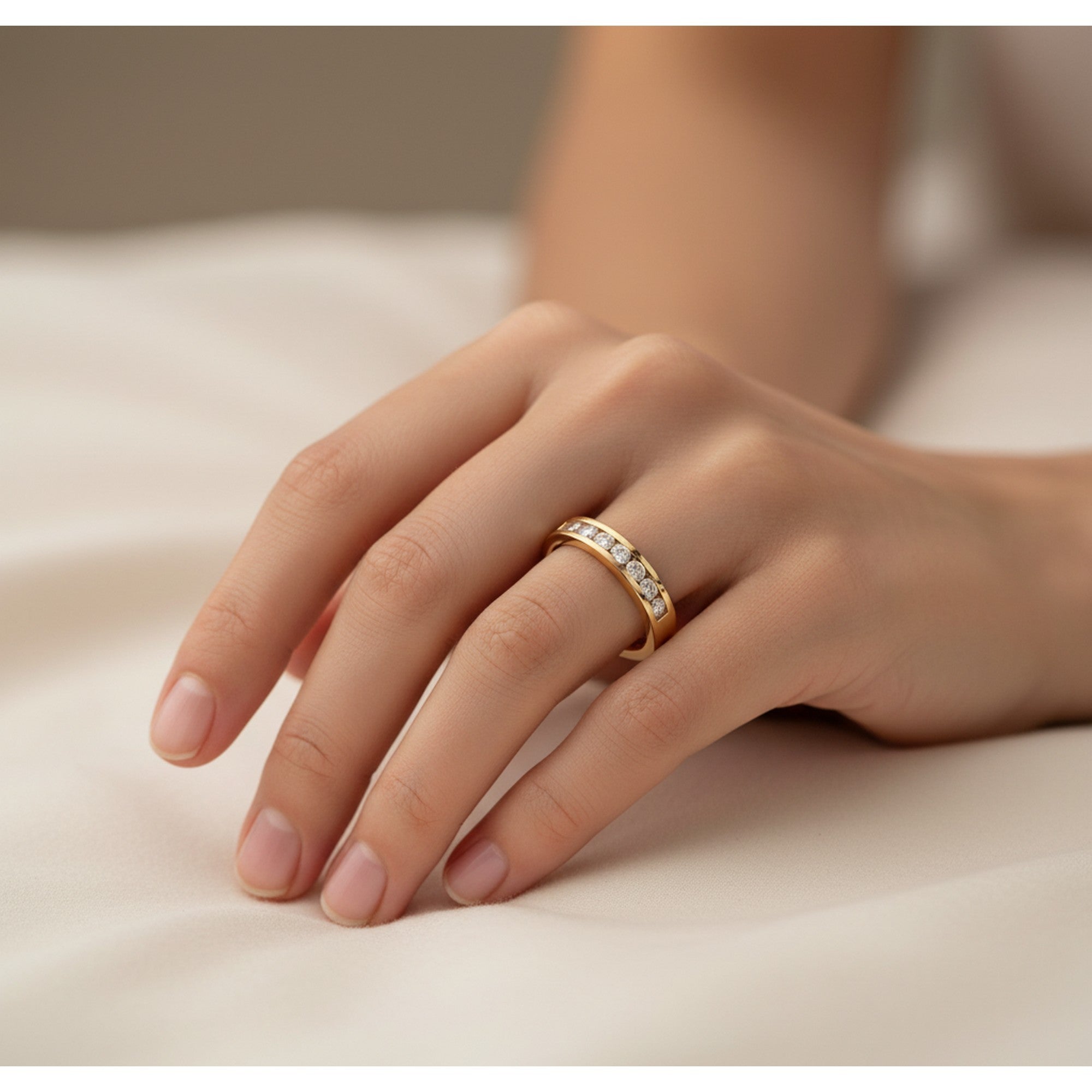 9ct Yellow Gold and Diamond 0.50ct Half Eternity Ring DR1303