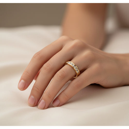 9ct Yellow Gold and Diamond 0.50ct Half Eternity Ring DR1303