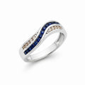 9ct White Gold Sapphire & 0.14ct Diamond Crossover Ring DSR854WIT