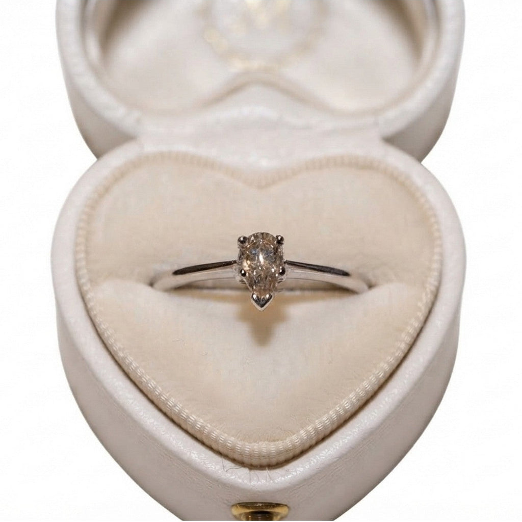 9ct White Gold 0.18ct Diamond Peardrop Solitaire Ring 11112