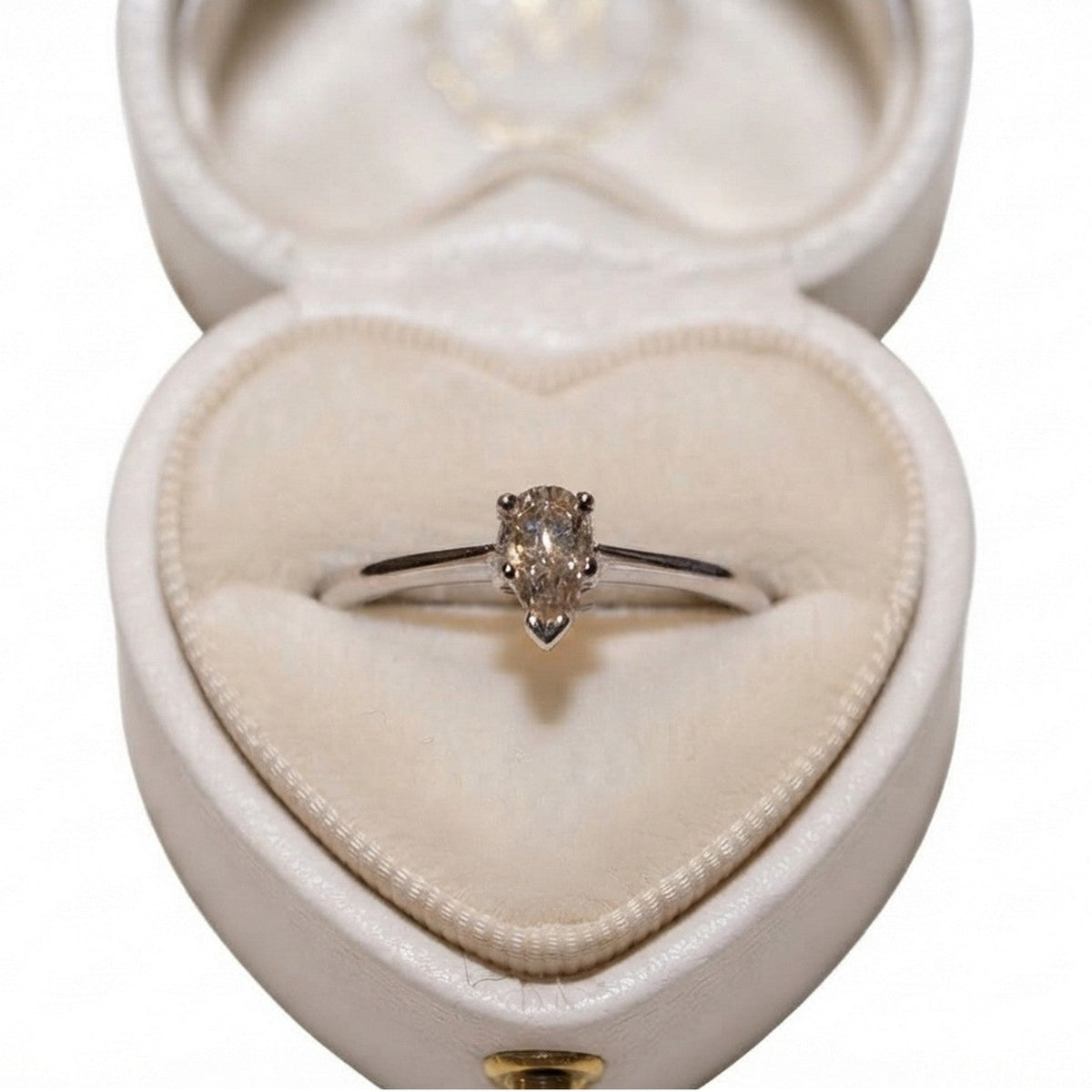 9ct White Gold 0.18ct Diamond Peardrop Solitaire Ring 11112