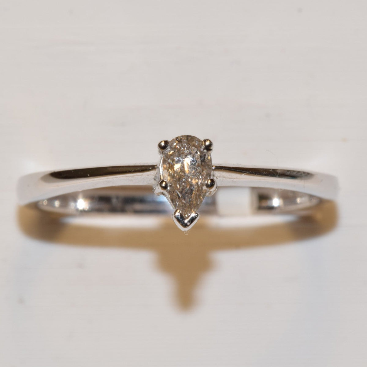 9ct White Gold 0.18ct Diamond Peardrop Solitaire Ring 11112