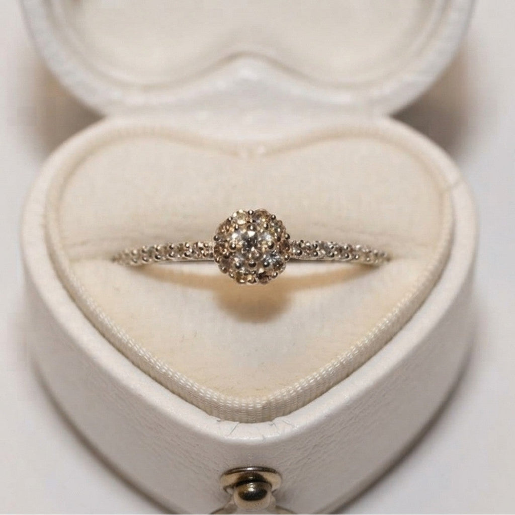 9ct White Gold 0.23ct Diamond Small Cluster Ring 11116