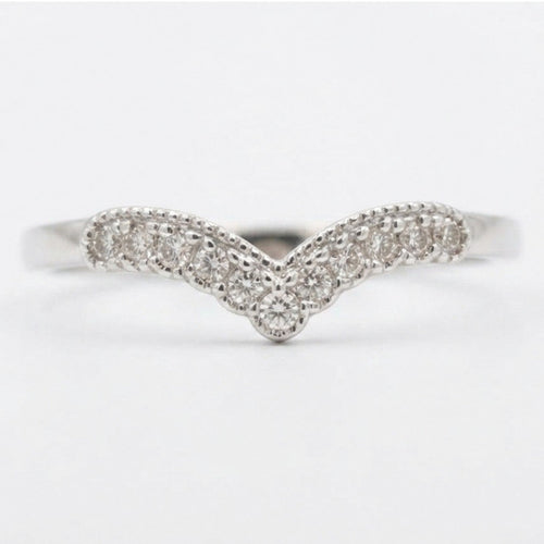 9ct White Gold 0.15ct Diamond Wishbone Ring 12143
