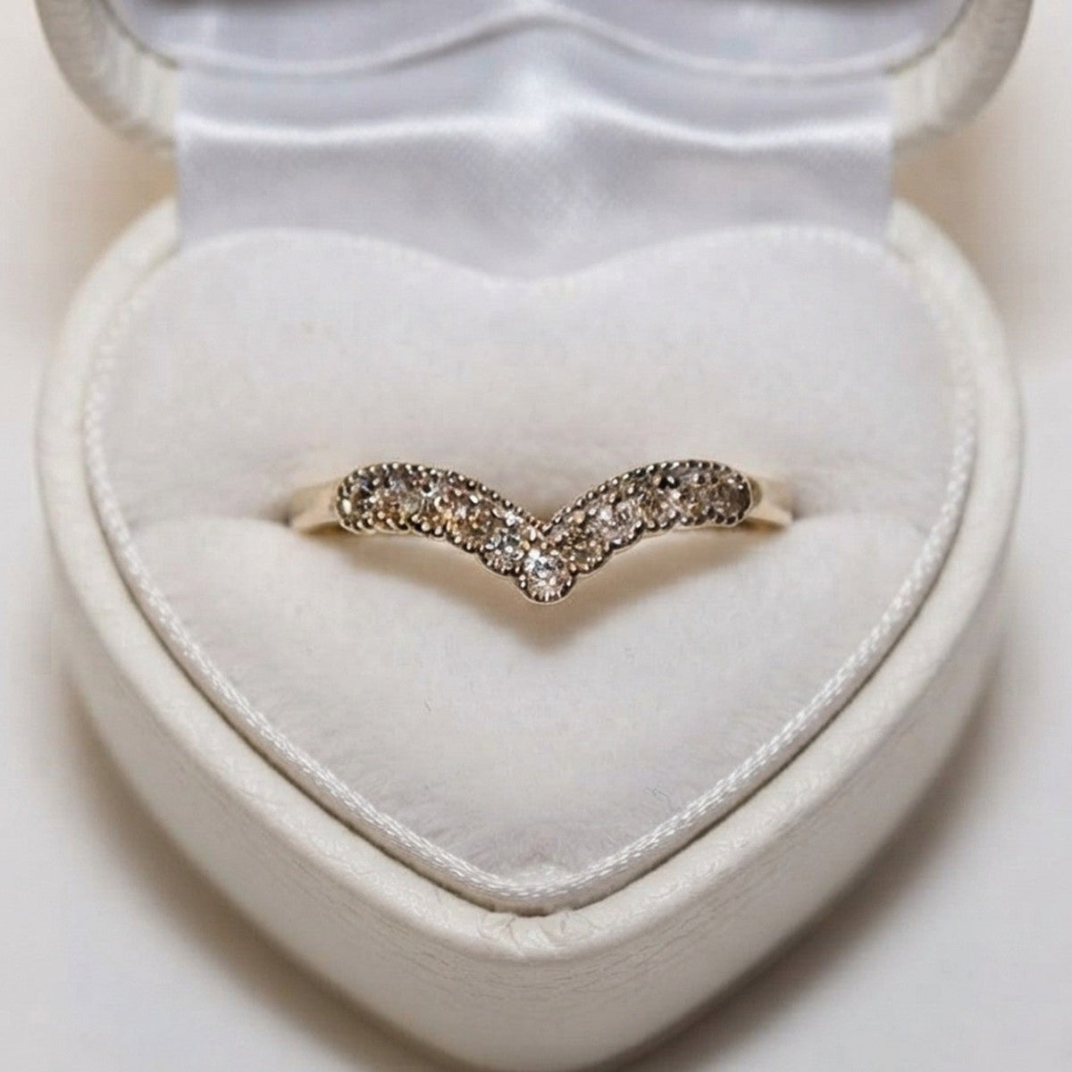 9ct White Gold 0.15ct Diamond Wishbone Ring 12143