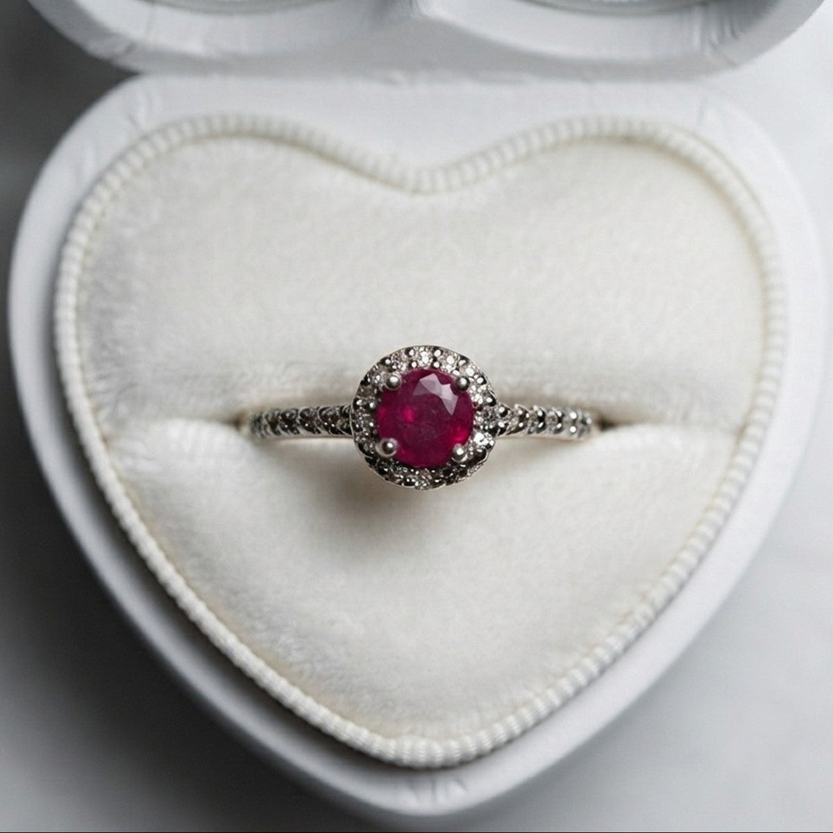 9ct Yellow Gold 0.20ct Diamond & Ruby Halo Cluster Ring 11157