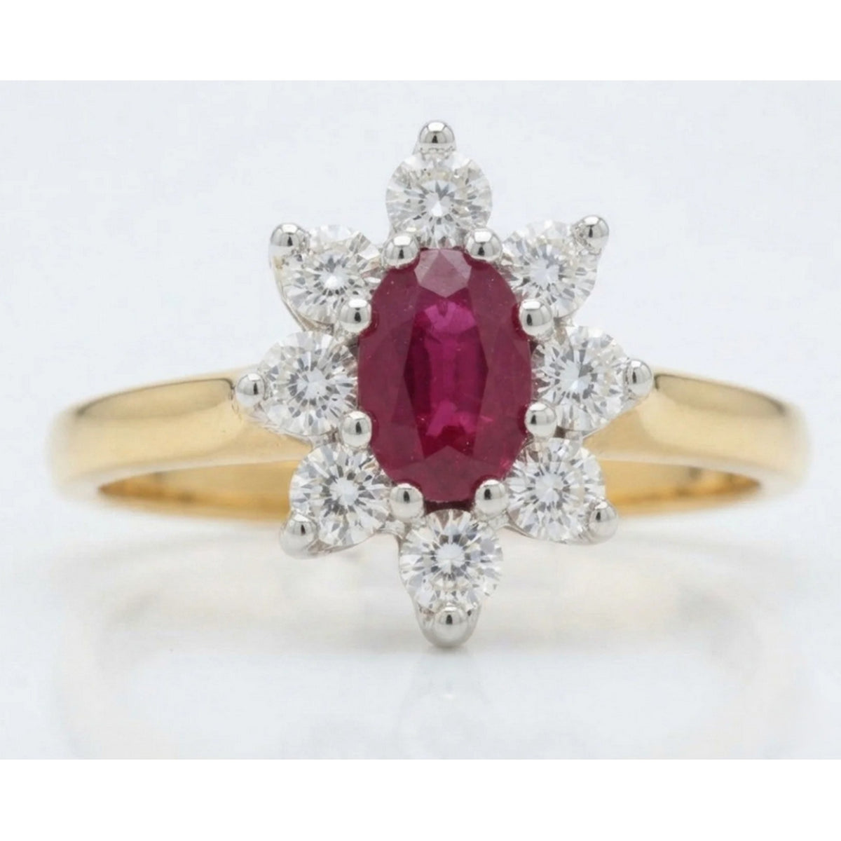 18ct Yellow Gold 0.24ct Diamond & Ruby Cluster Ring 11588