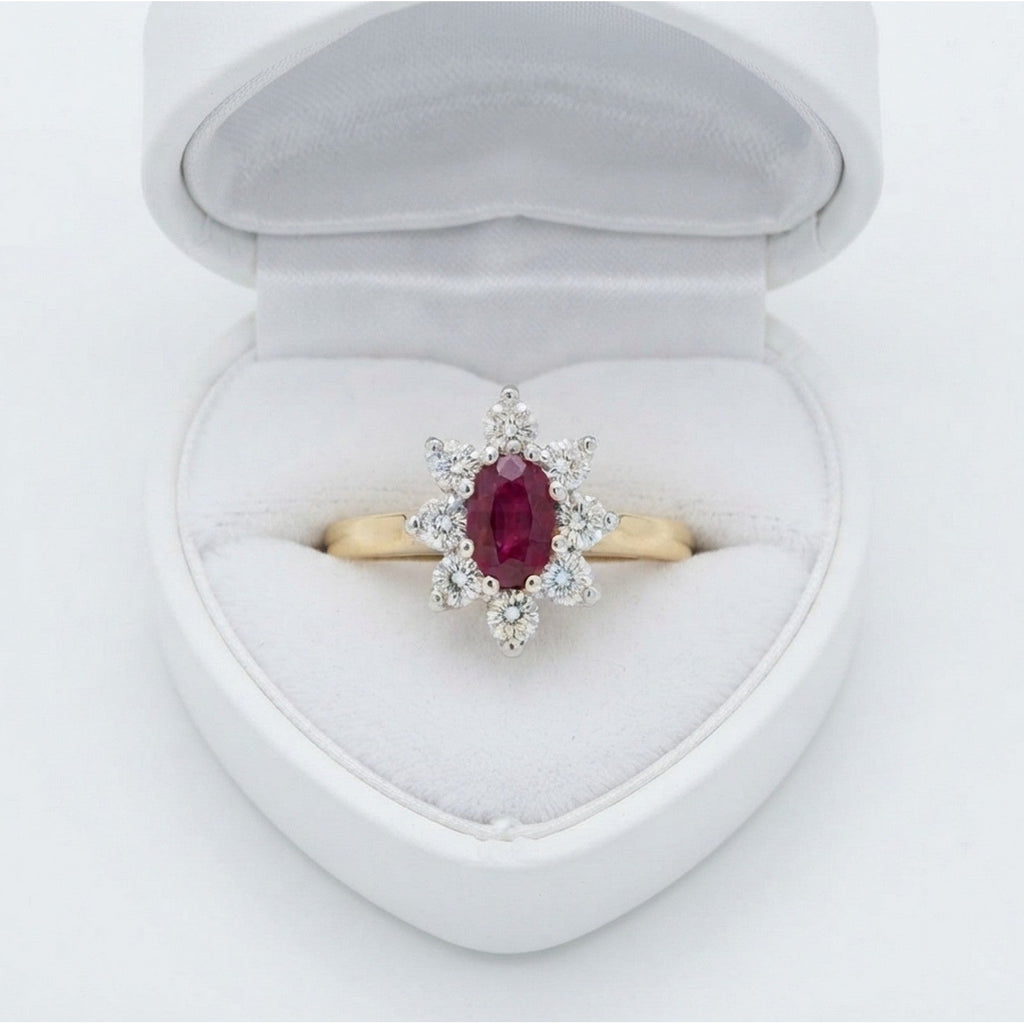 18ct Yellow Gold 0.24ct Diamond & Ruby Cluster Ring 11588