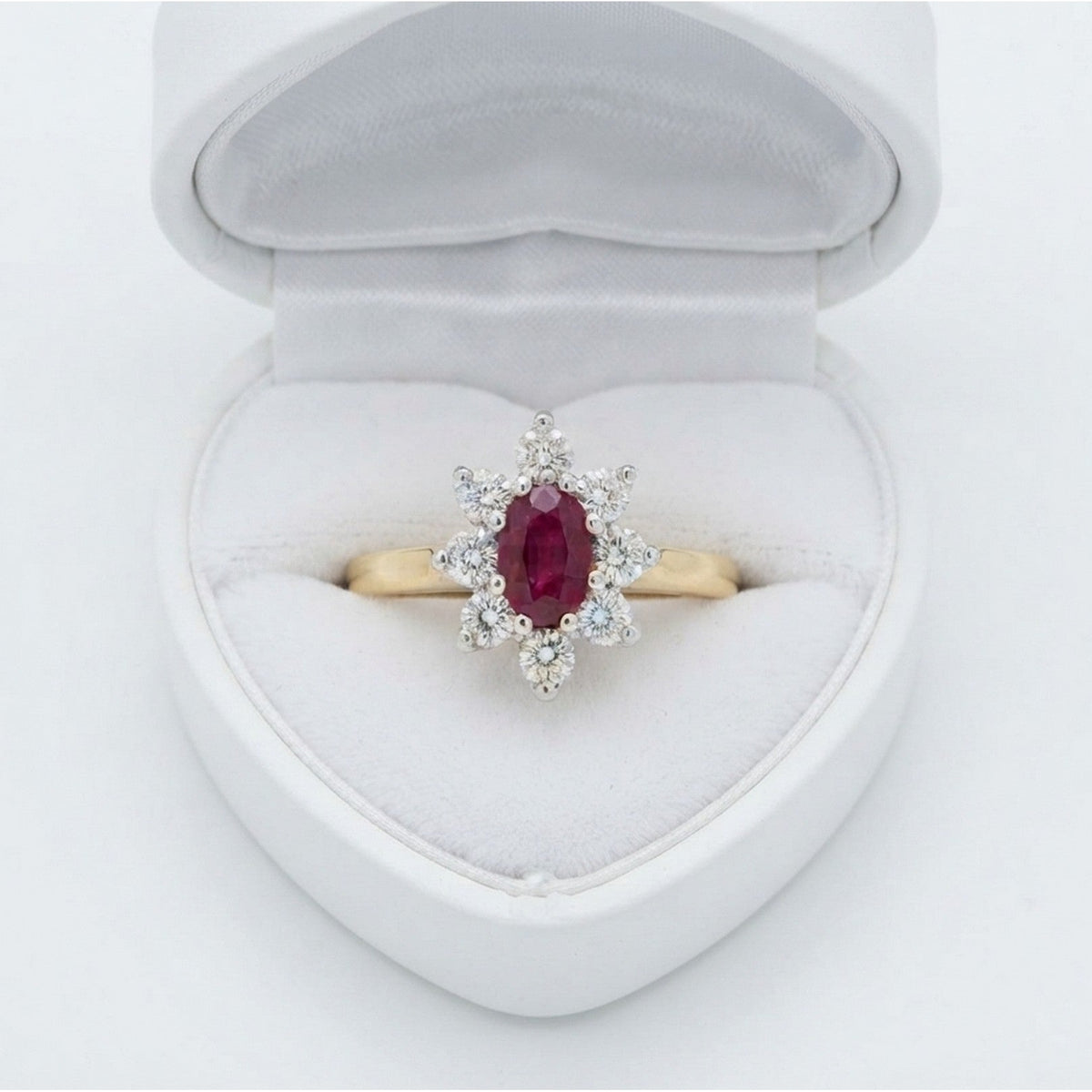 18ct Yellow Gold 0.24ct Diamond & Ruby Cluster Ring 11588